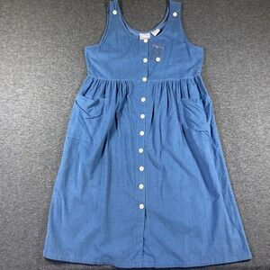 NWOT Blair Corduroy Jumper Dress Womens Petite Medium Blue Pockets Cottagecore